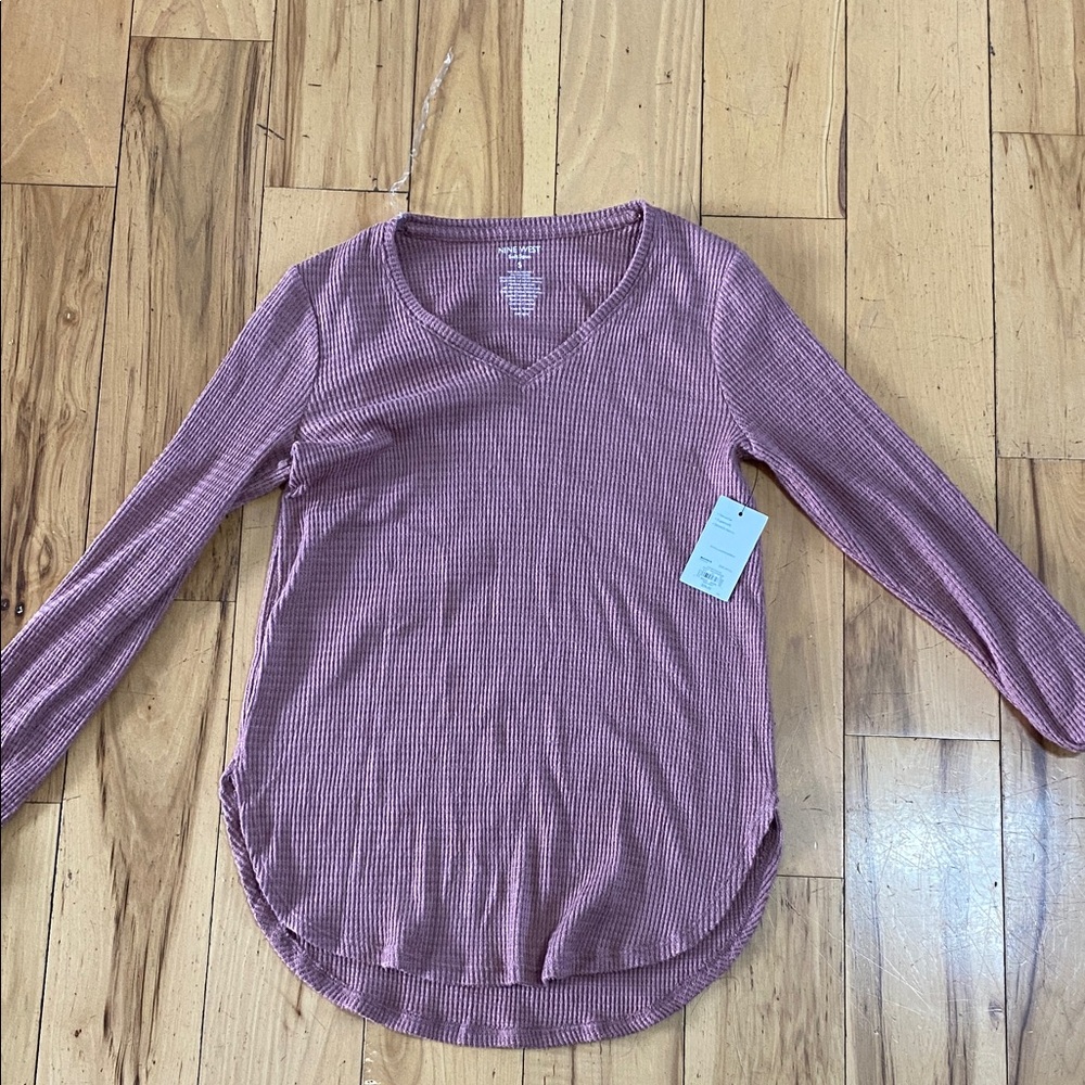 NWT Nine West Long Sleeve Ribbed Top - Mauve